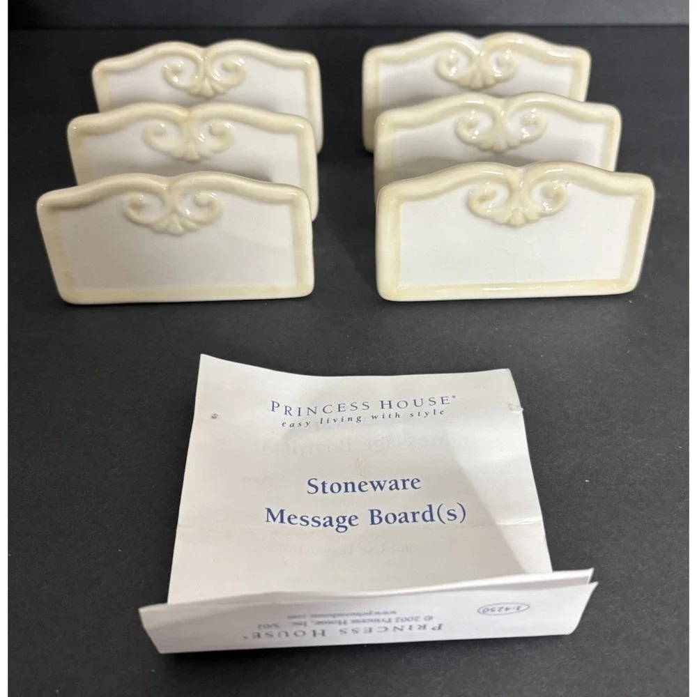 6 Princess House Pavillion Stoneware Message Boards #1269 READ